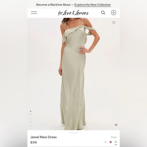 For Love And Lemons Sage Green Maxi Dress - Never Worn